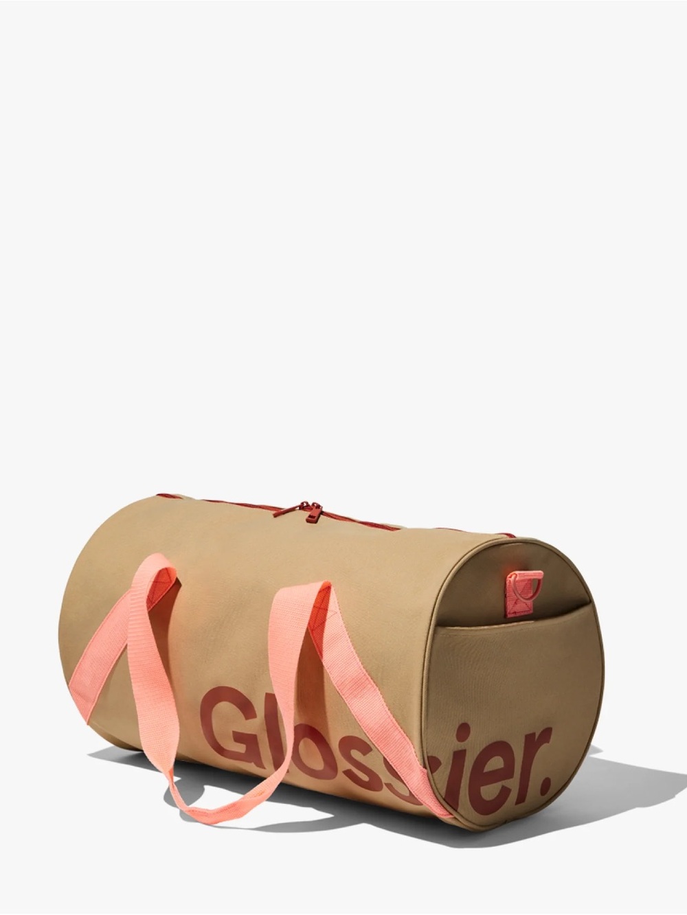 Brand new Glossier beige tote with pink accents